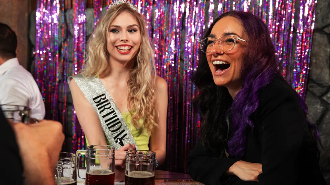 Guests celebrating at a Minneapolis murder mystery party